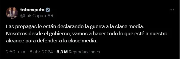 Caputo y la guerra a las prepagas