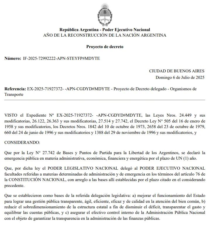 decreto vialidad nacional
