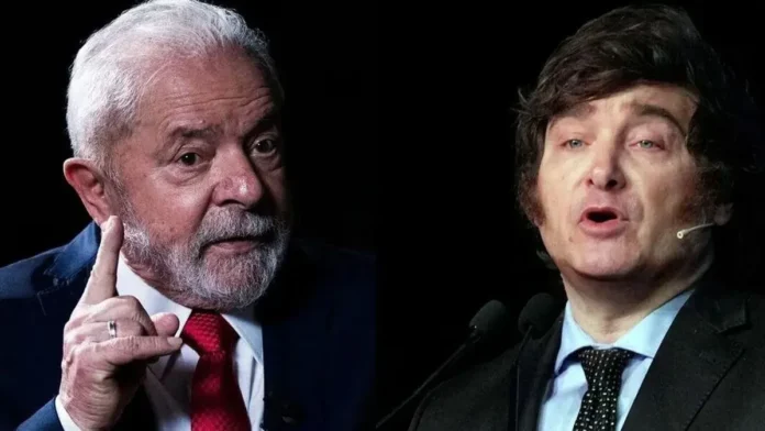 Javier Milei junto a Luiz Inácio Lula da Silva.